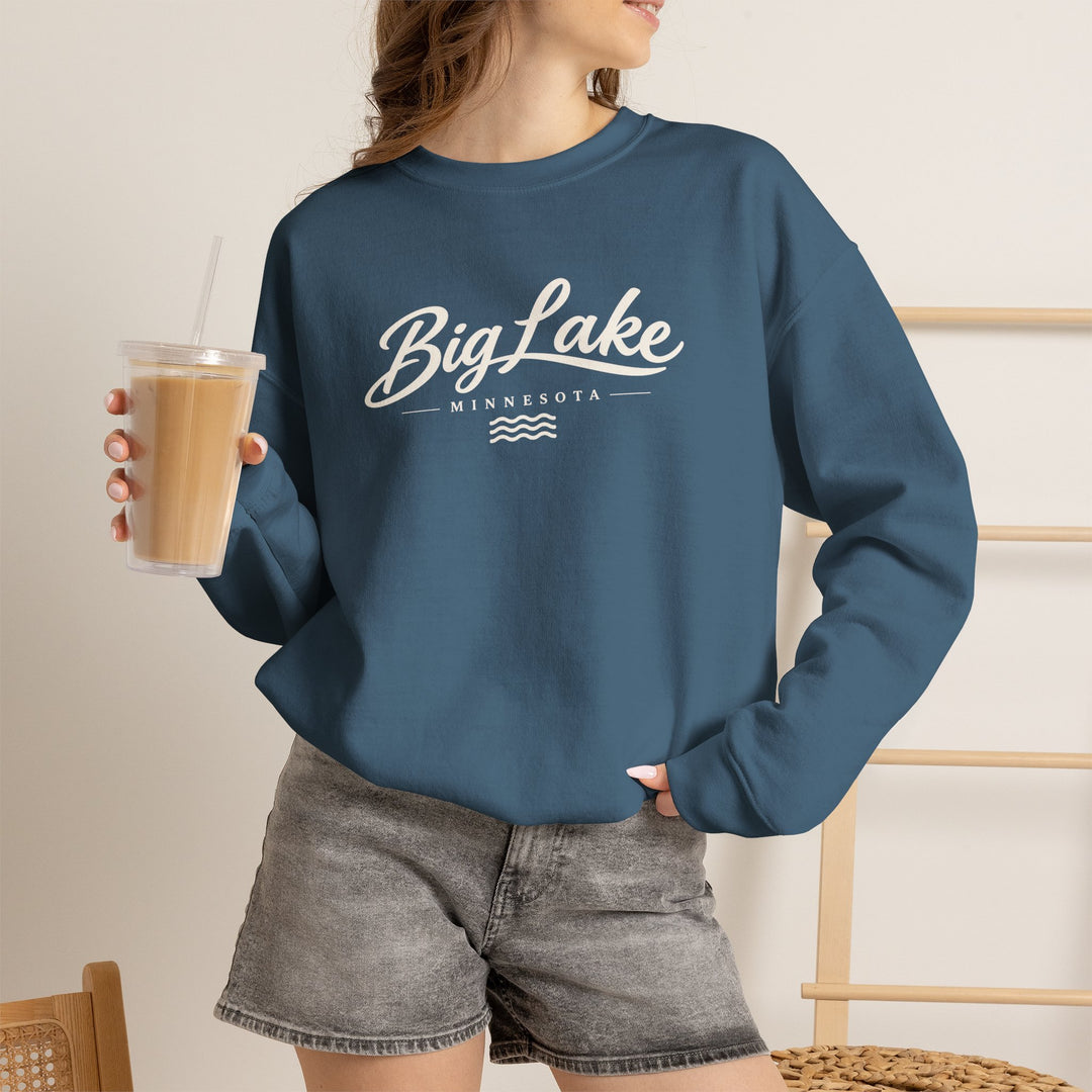 Big Lake Minnesota Crewneck Sweatshirt - Vintage Lake Script Shirt