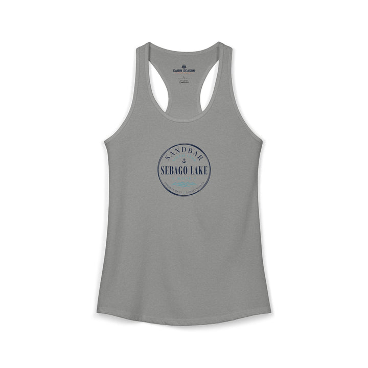 Sebago Lake Sandbar Social Club Tank Top | Cute Maine Sandbar Shirt