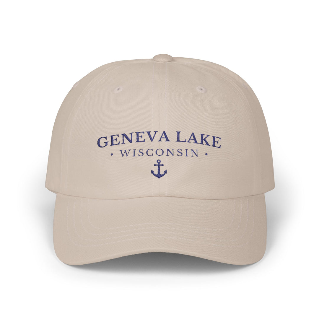 Geneva Lake Wisconsin Hat - Light Embroidered Anchor Hat