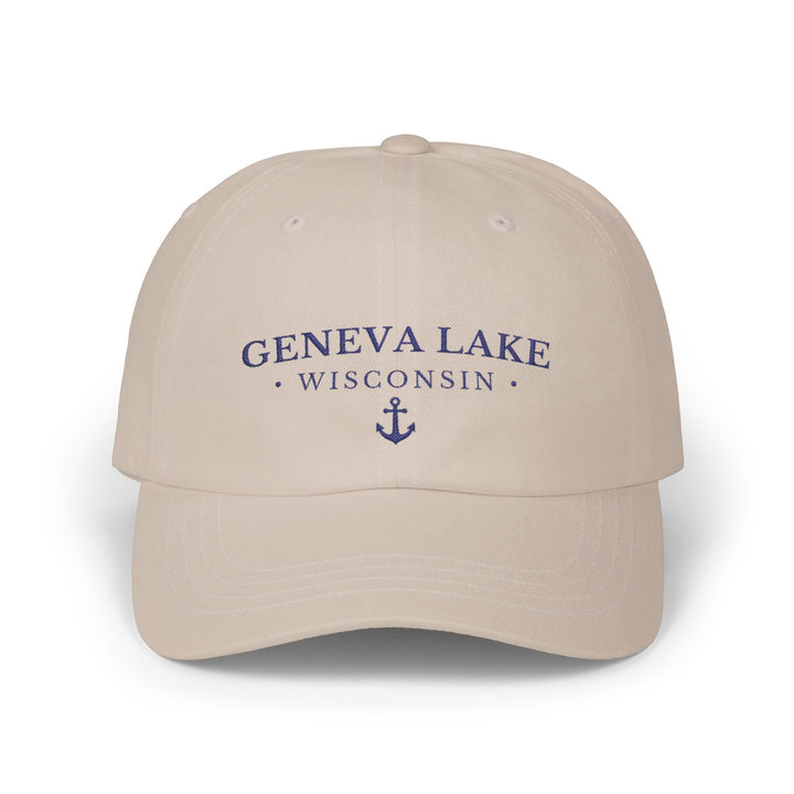Geneva Lake Wisconsin Hat - Light Embroidered Anchor Hat