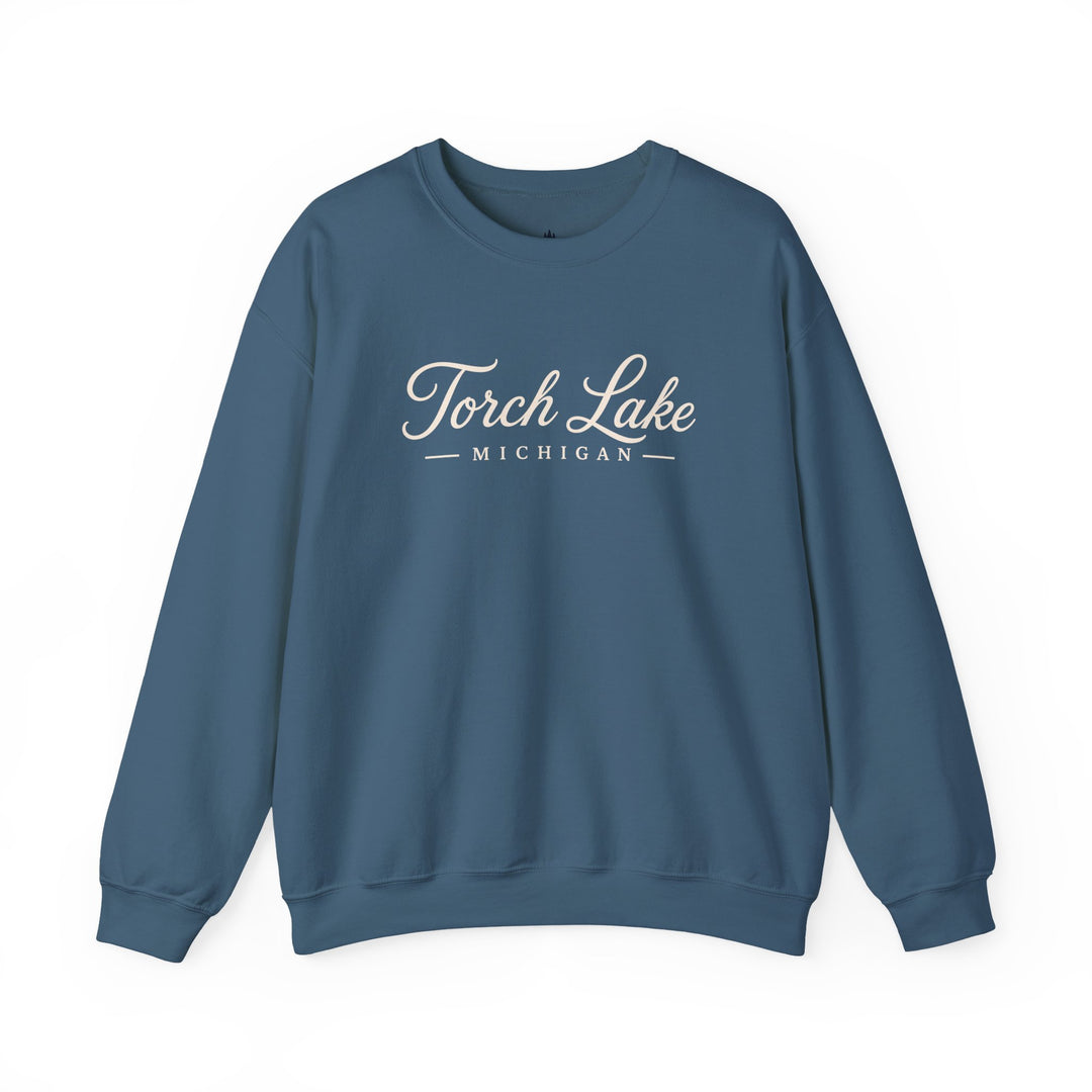 Torch Lake Michigan Crewneck Sweatshirt - Torch Lake Script Sweatshirt